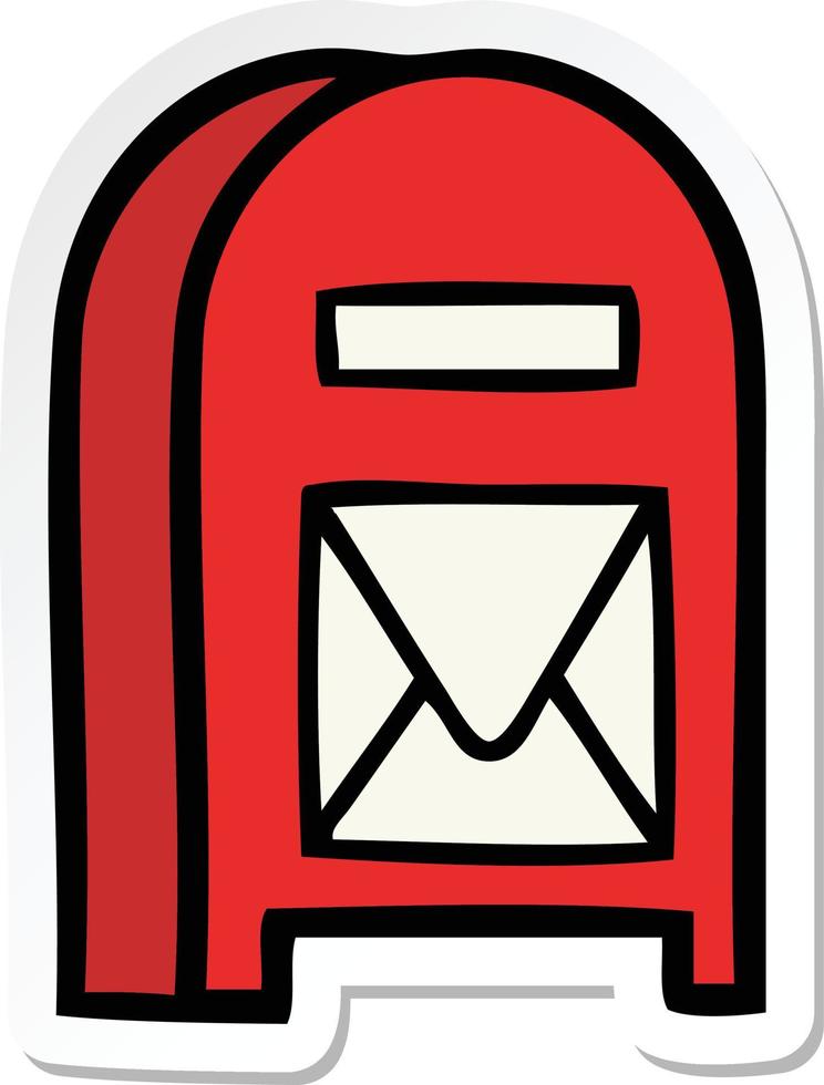 sticker of a cute cartoon mail box vector
