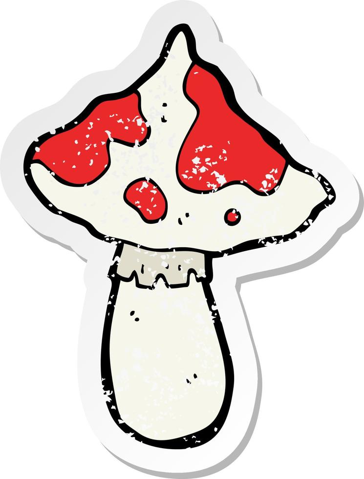 retro distressed sticker of a cartoon toadstool vector