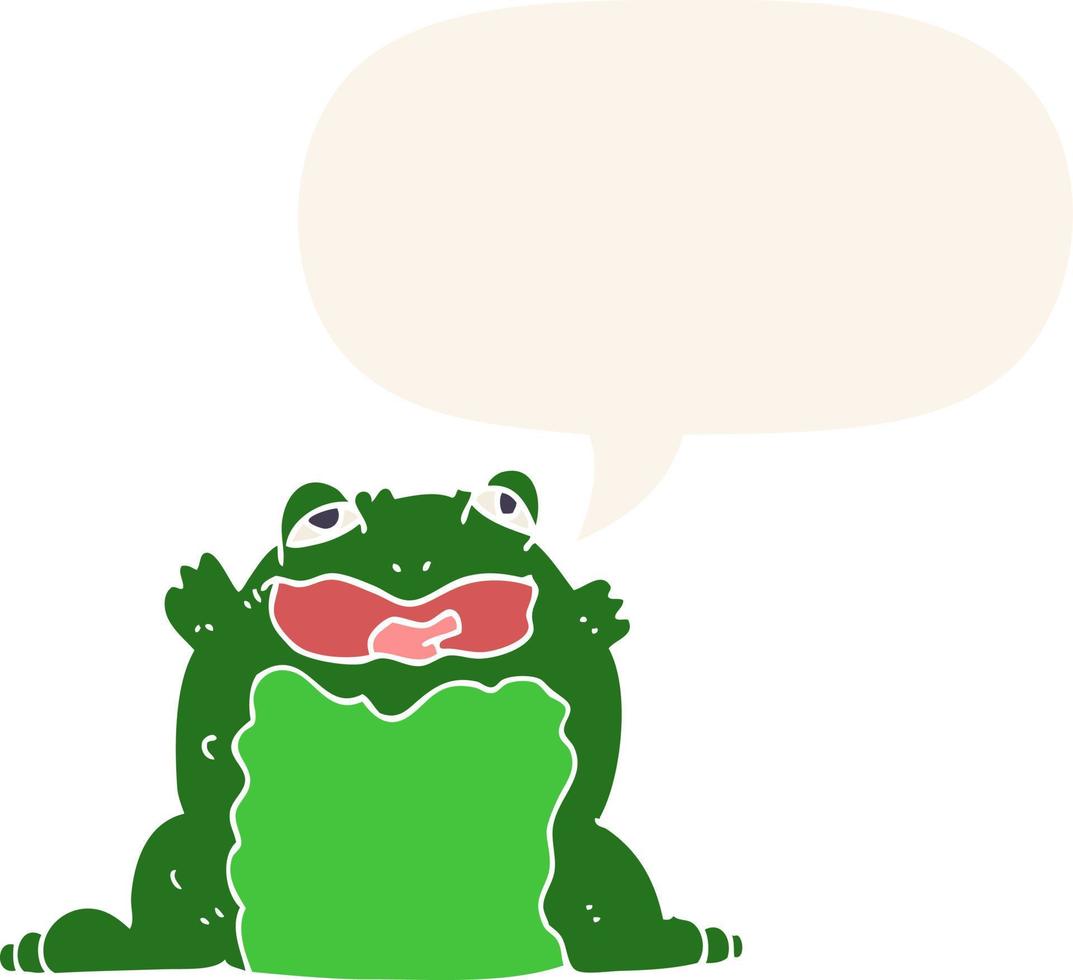 cartoon toad and speech bubble in retro style vector
