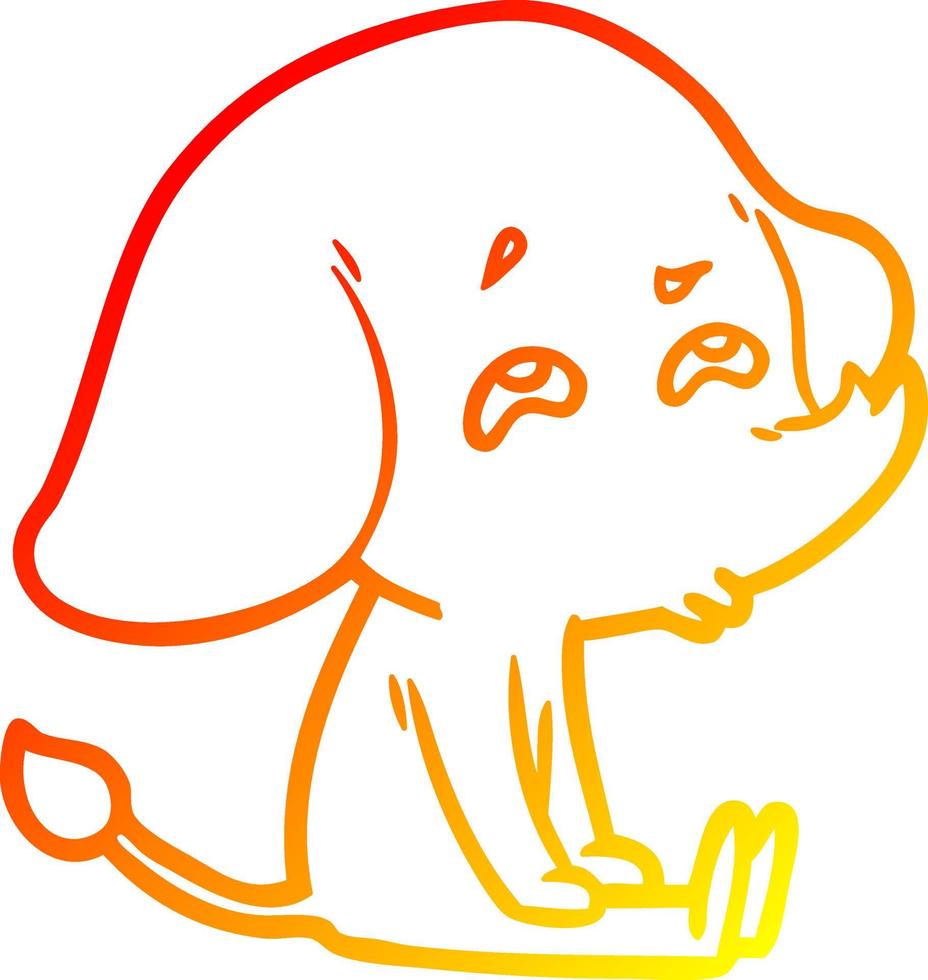 warm gradient line drawing cartoon elephant remembering vector