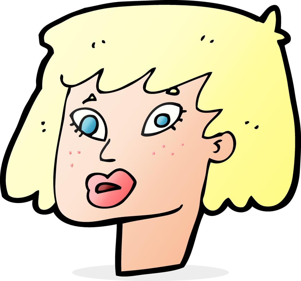 cartoon pretty female face vector