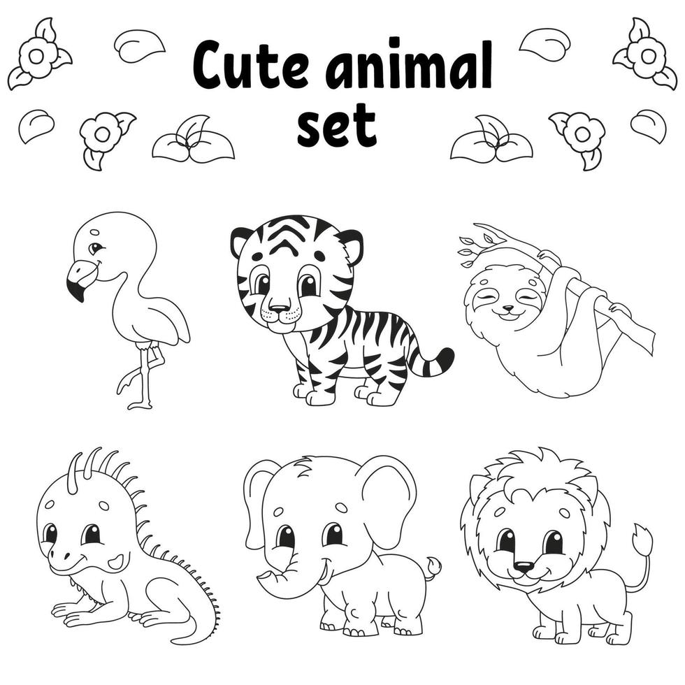 Coloring page for kids. Animal theme. Digital stamp. Cartoon style character. Vector illustration isolated on white background.