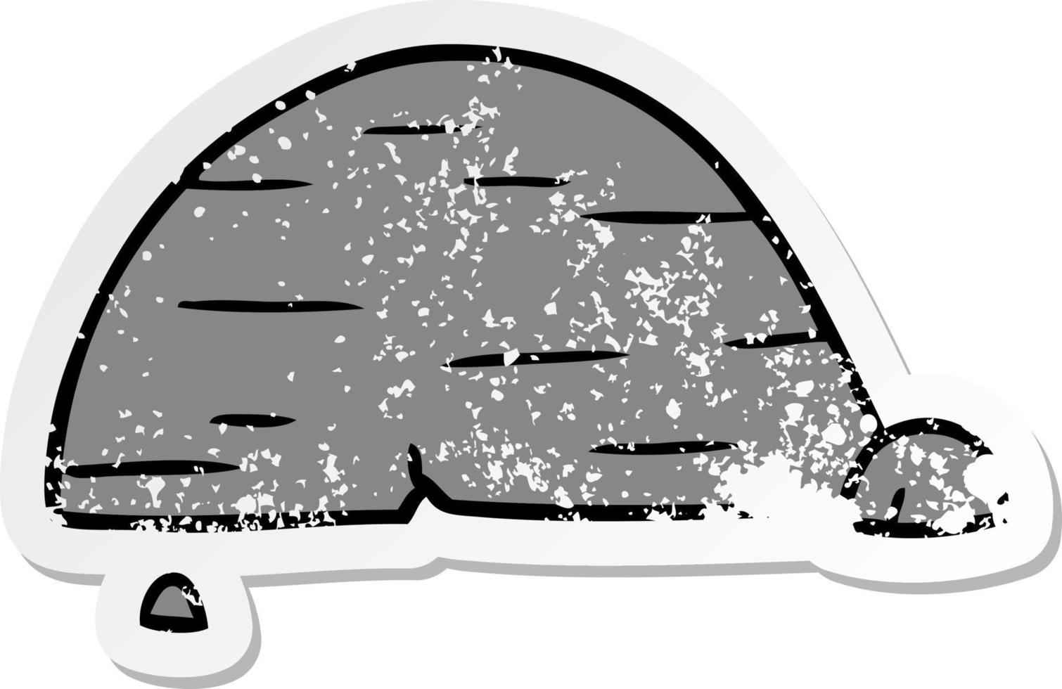 distressed sticker cartoon doodle of grey stone boulder vector