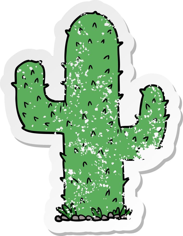 pegatina angustiada de un cactus de dibujos animados vector