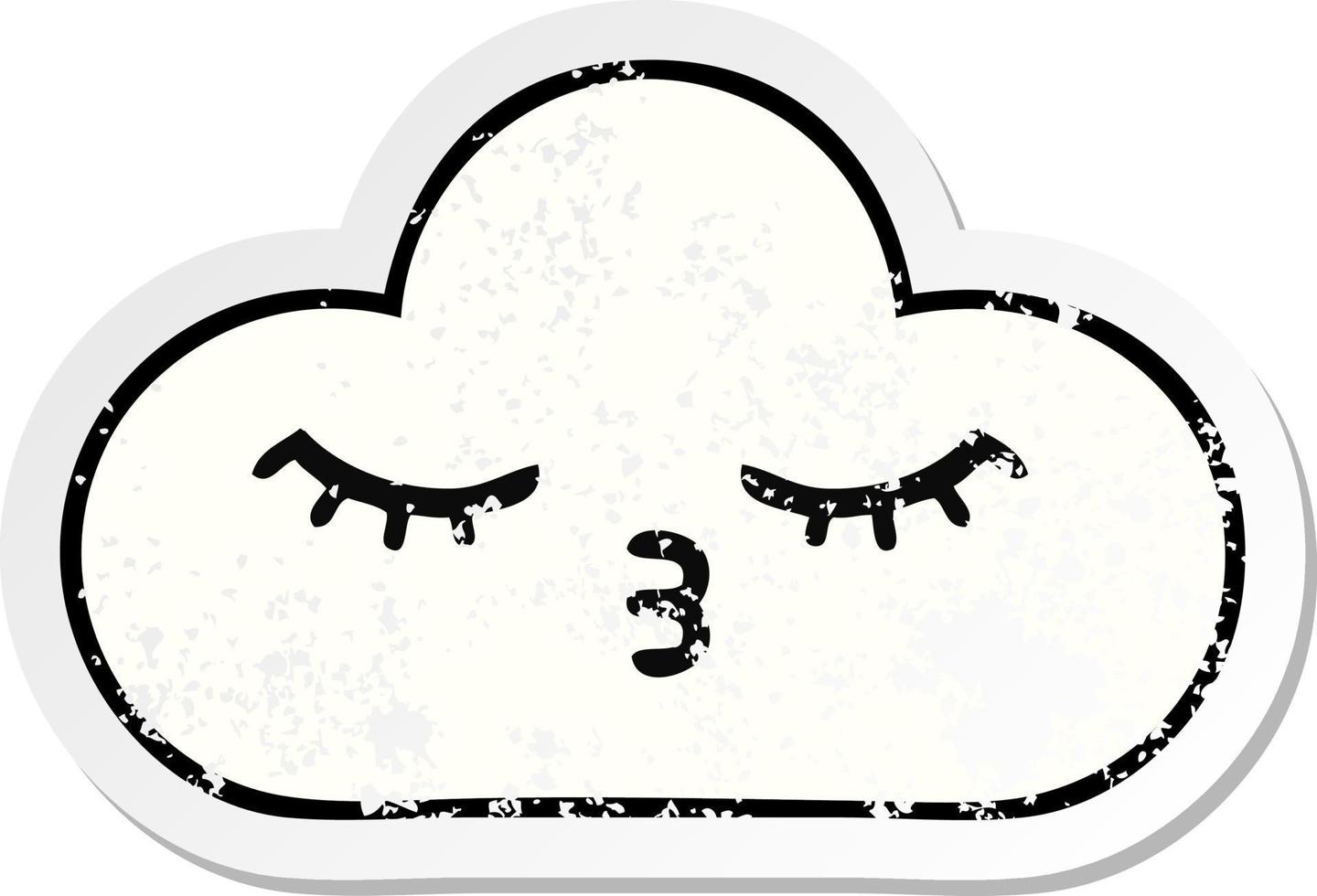 distressed sticker of a cute cartoon white cloud vector