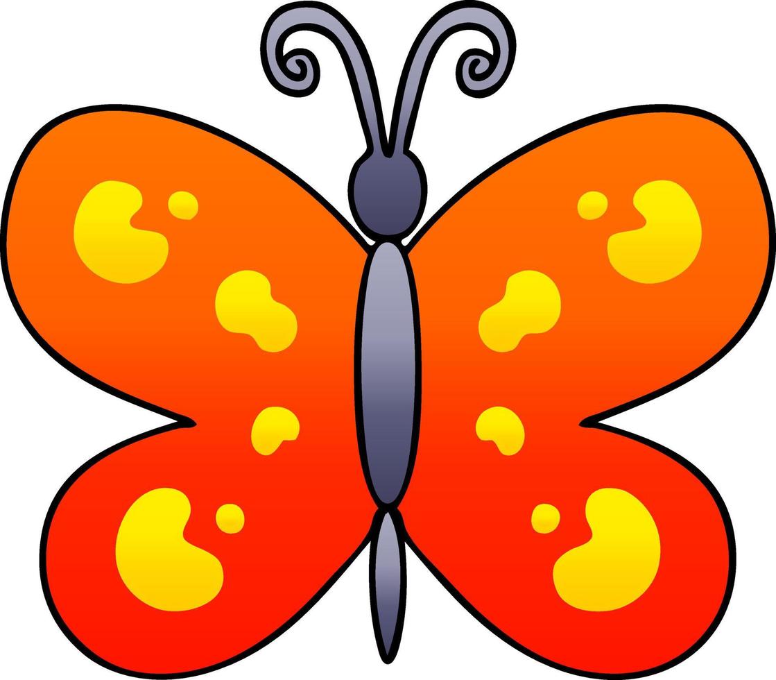 quirky gradient shaded cartoon butterfly vector