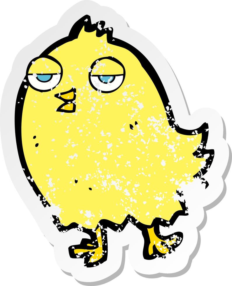 retro distressed sticker of a funny cartoon bird vector