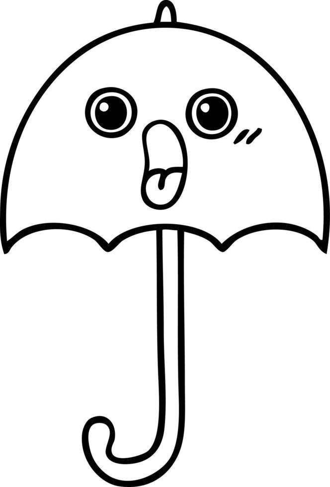 line drawing cartoon umbrella vector
