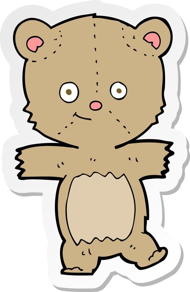 pegatina de un oso de peluche divertido de dibujos animados vector