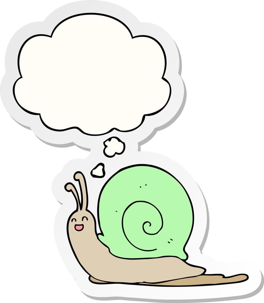 cartoon snail and thought bubble as a printed sticker vector