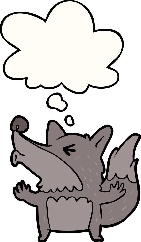 cartoon werewolf howling and thought bubble vector