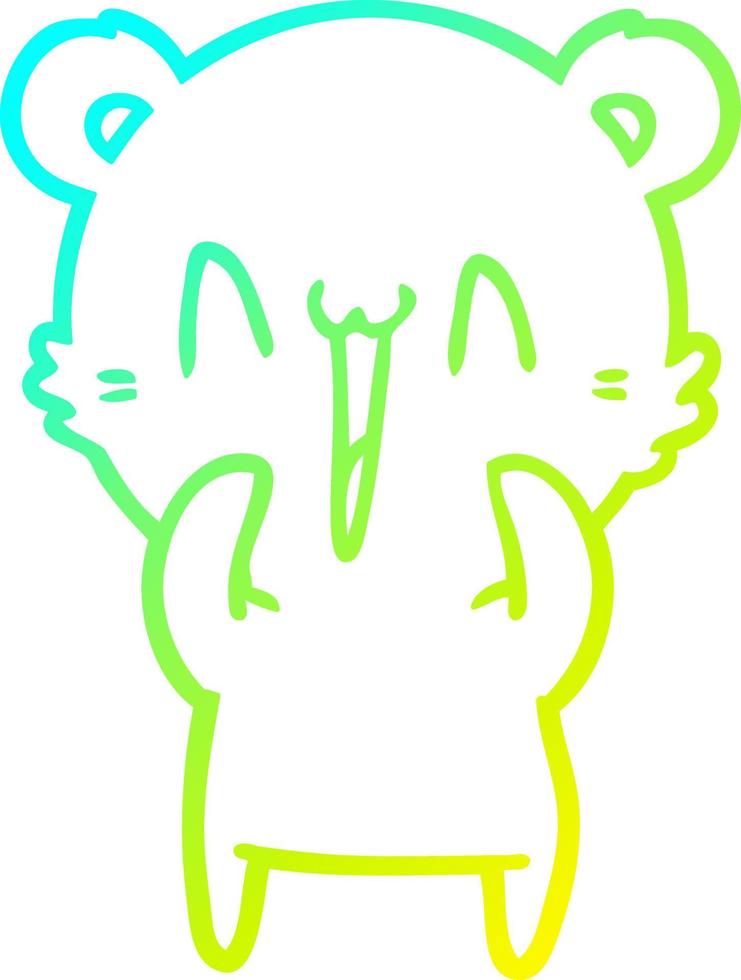 cold gradient line drawing happy bear cartoon vector