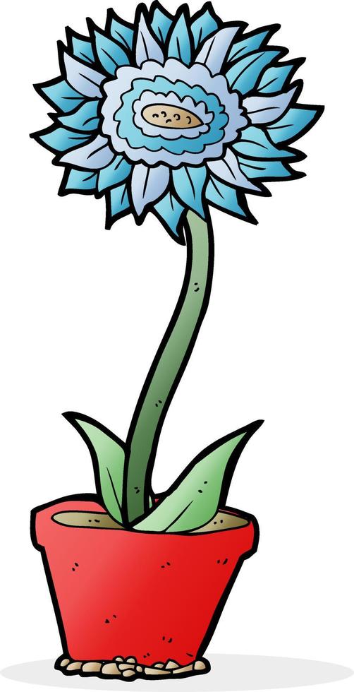 cartoon flower in pot vector