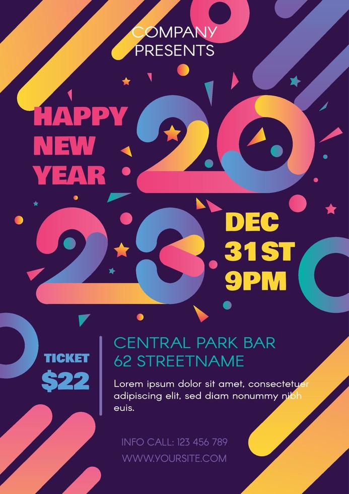 2023 happy new year invitation card banner vector