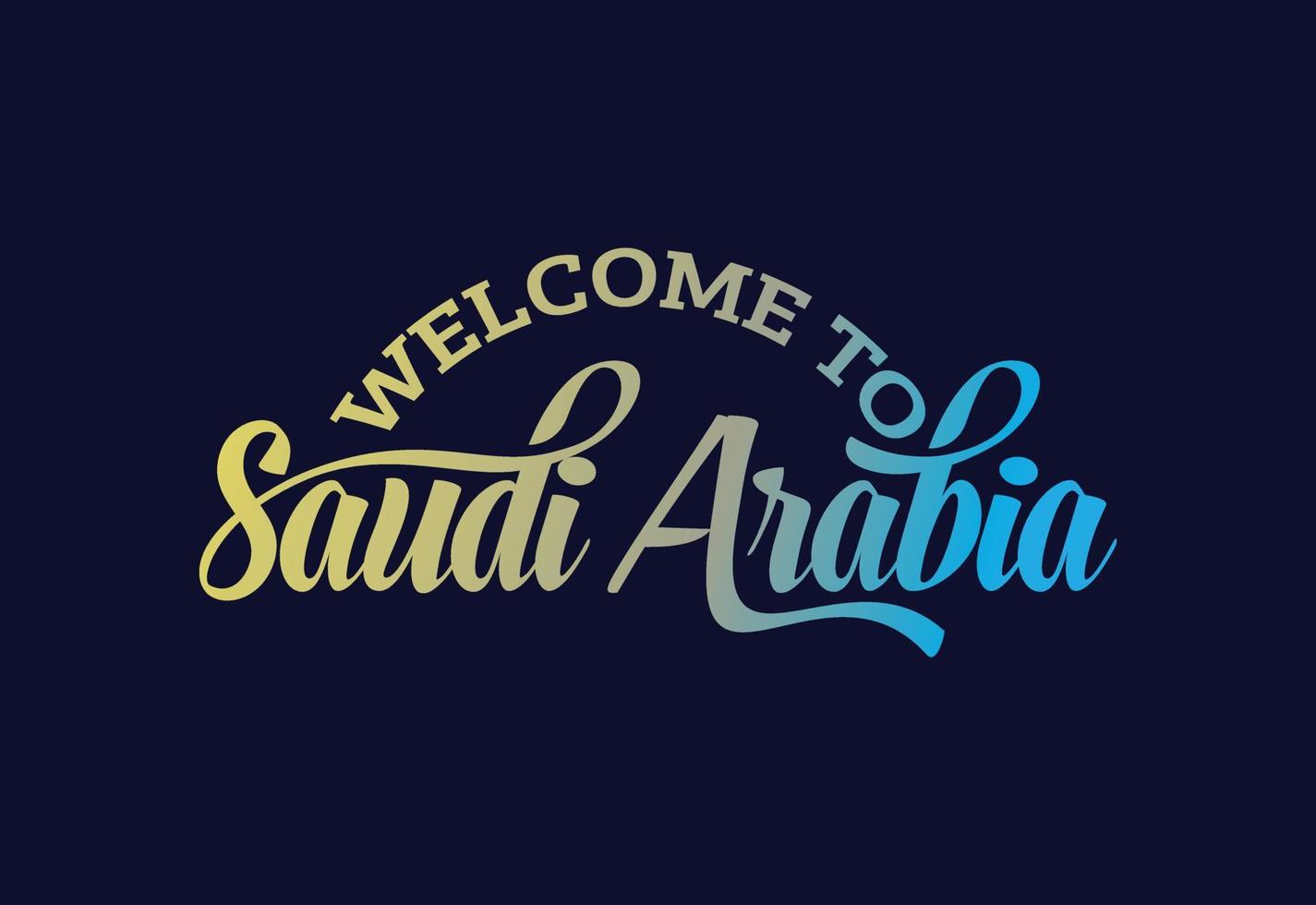 bienvenido a arabia saudita. ilustración de diseño de fuente creativa de texto de palabra. cartel de bienvenida vector