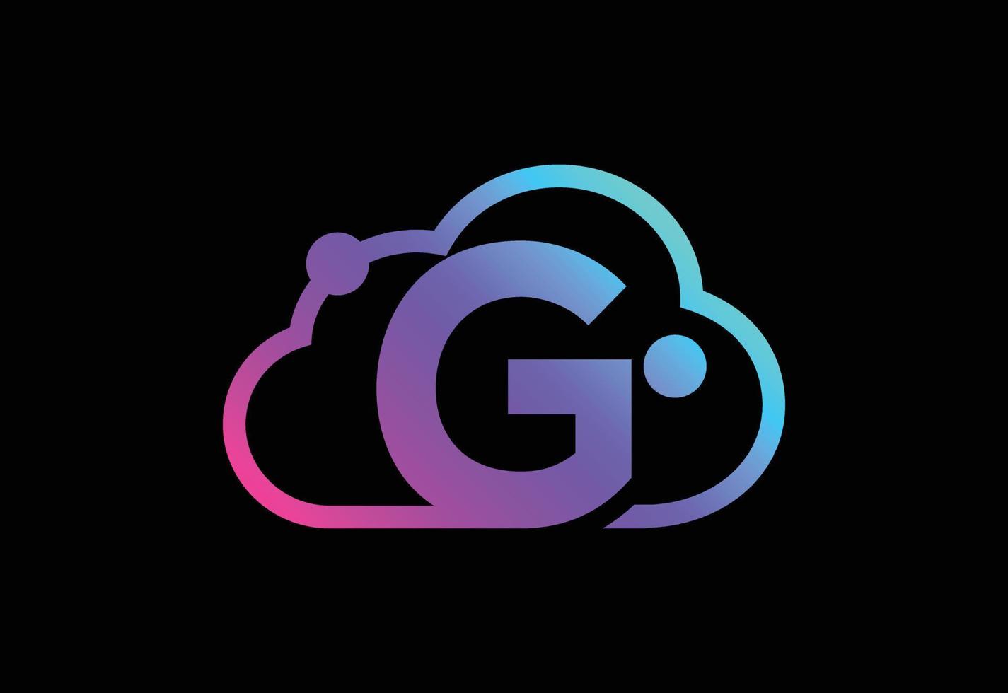 Initial G monogram letter with the cloud. Cloud computing service logo. Cloud technology logo vector