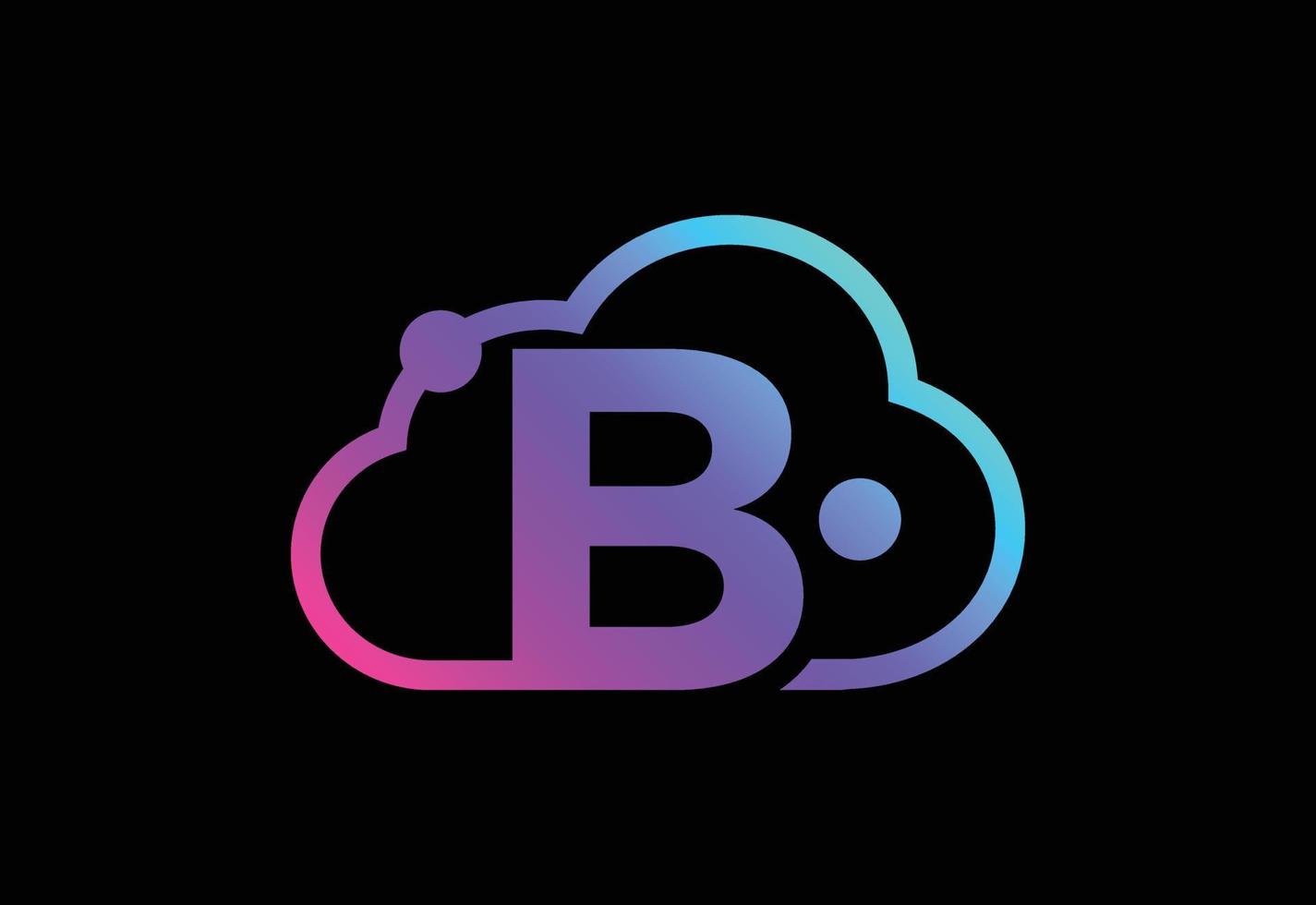 Initial B monogram letter with the cloud. Cloud computing service logo. Cloud technology logo vector