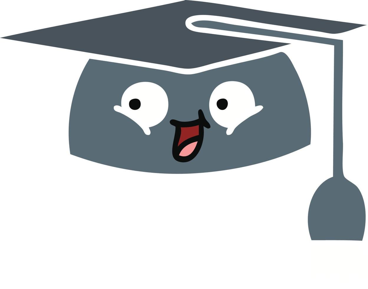 sombrero de graduación de dibujos animados retro de color plano vector