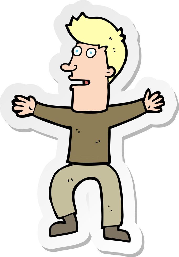 sticker of a cartoon startled man vector