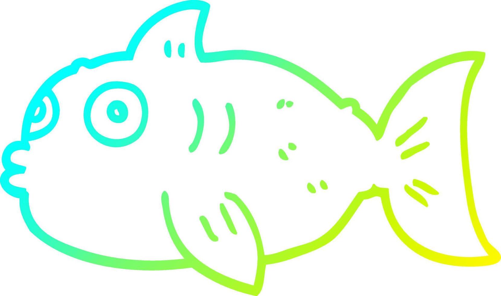 cold gradient line drawing cartoon surprised fish vector