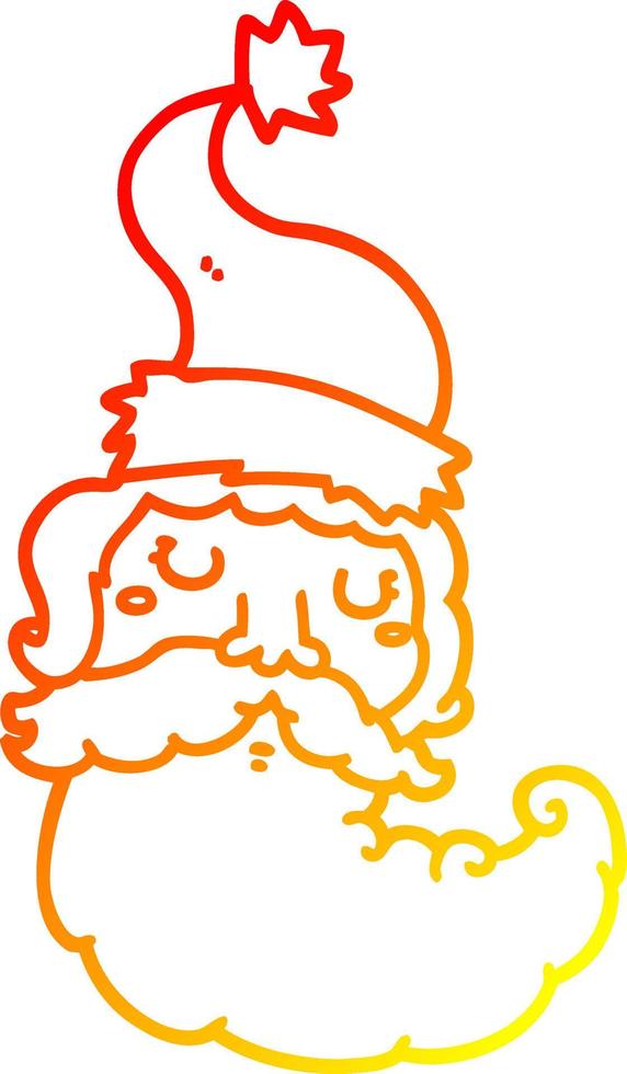 warm gradient line drawing cartoon santa face vector