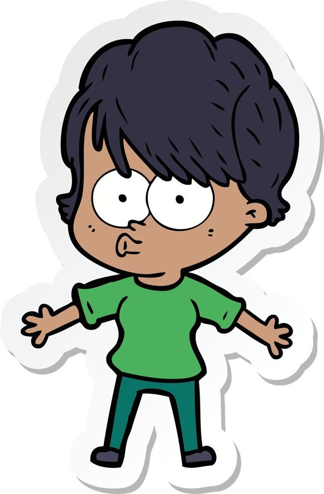 sticker of a cartoon woman vector