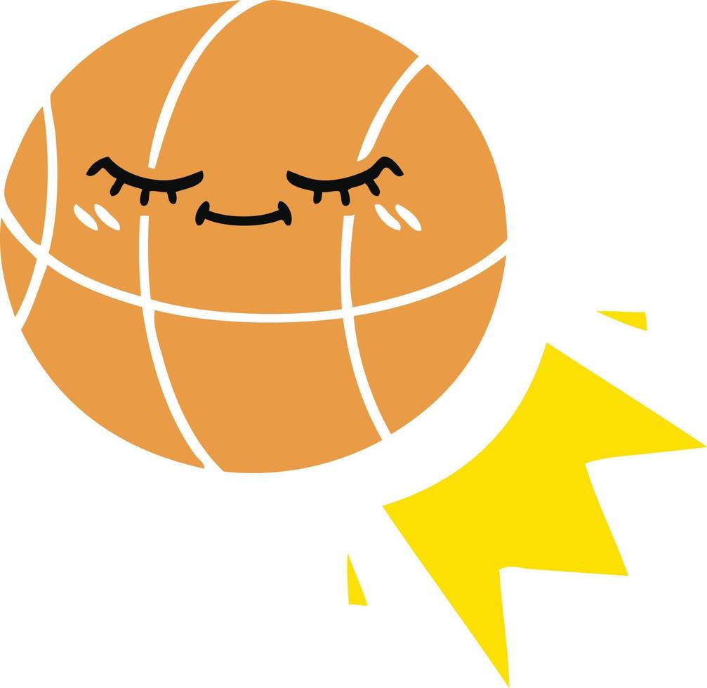 flat color retro cartoon basketball vector