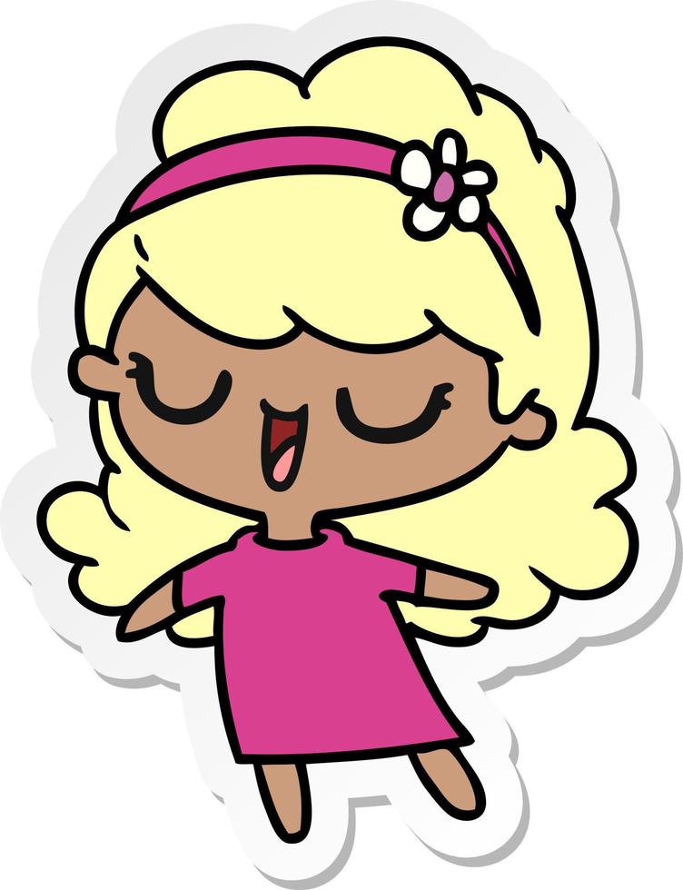 sticker cartoon of cute kawaii girl vector