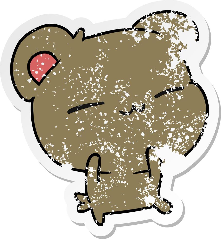 distressed sticker cartoon of a cute bear vector