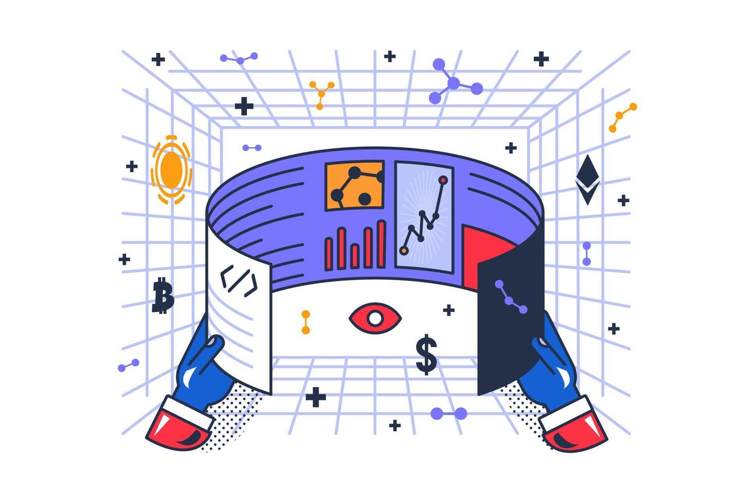 Metaverse vr interacting modern technology vector