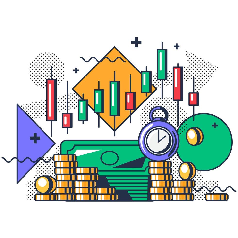 intercambio de finanzas y comercio en vector de mercado