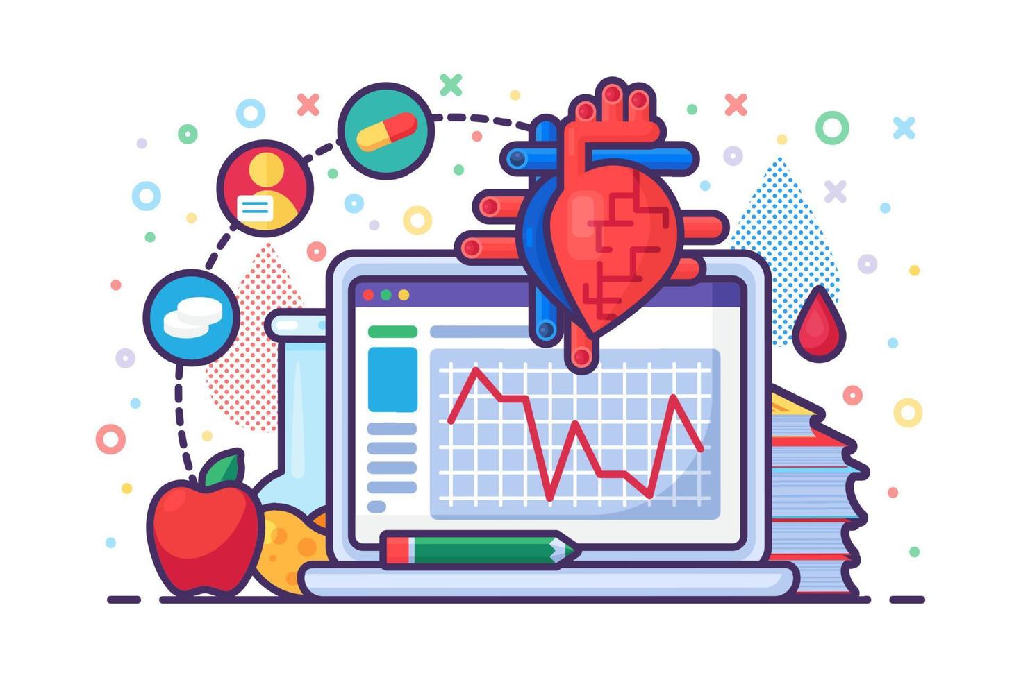 Cardiology research medicine procedure vector