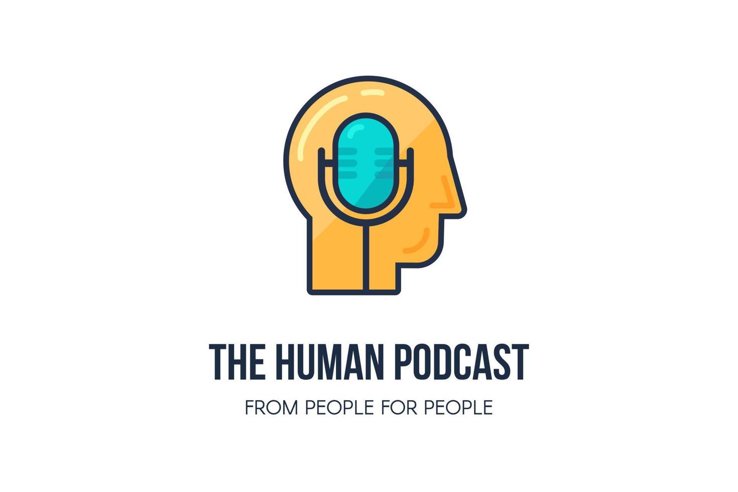 podcast de grabación humana para vector de logotipo de personas