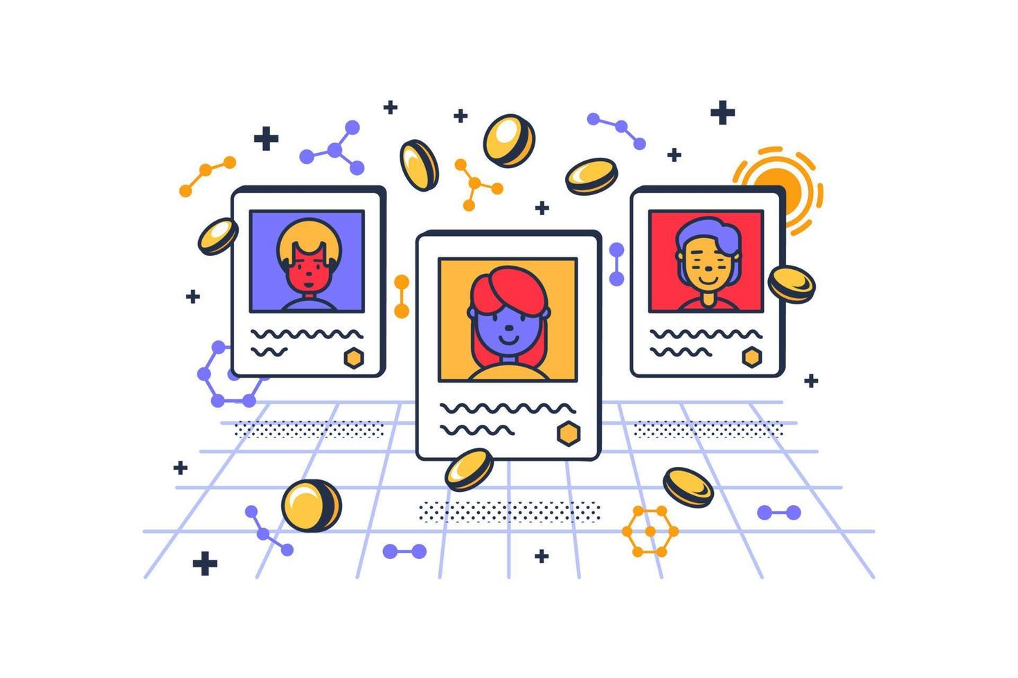 Metaverse cryptoart avatar trade market vector