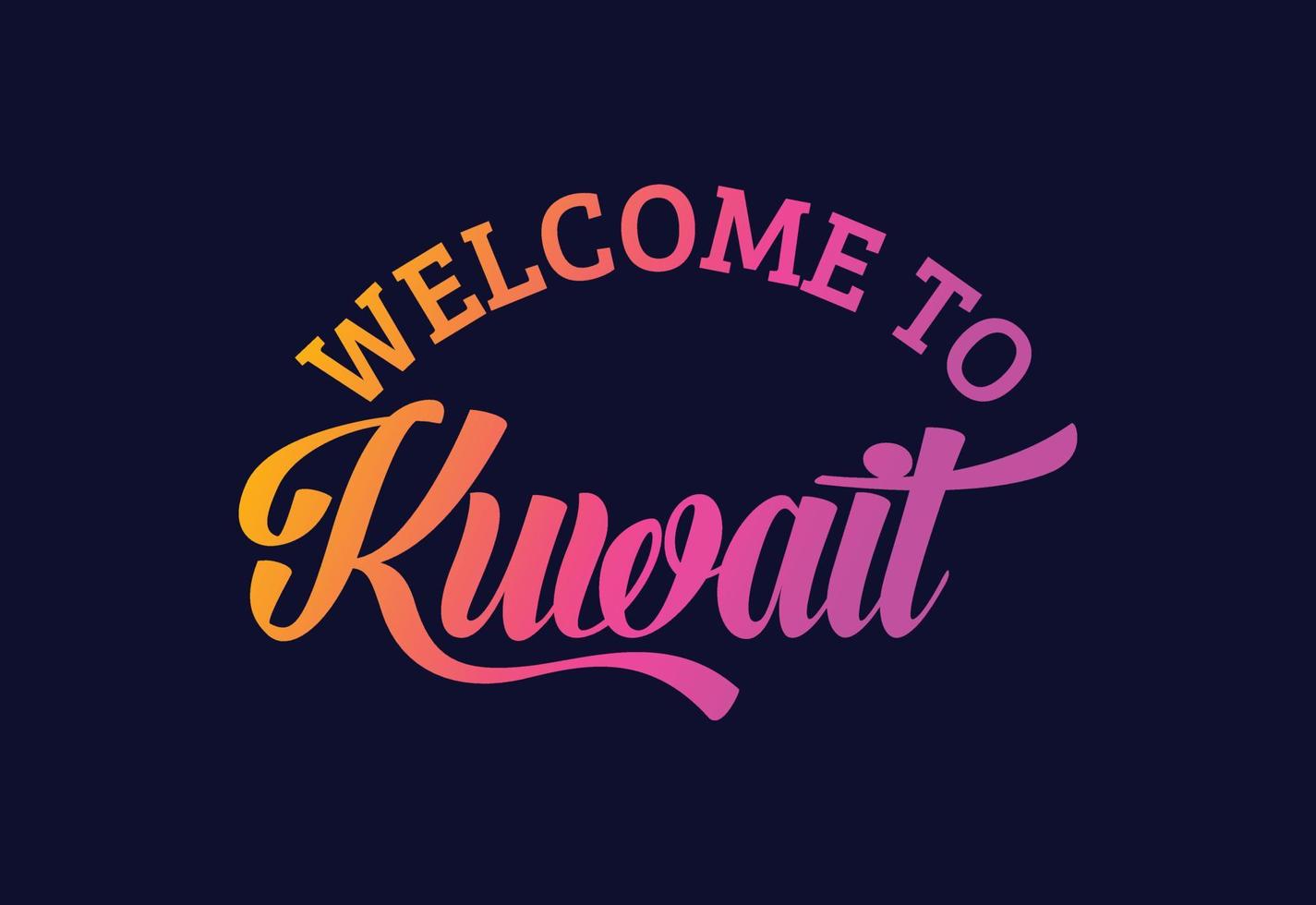 Bienvenido a Kuwait. ilustración de diseño de fuente creativa de texto de palabra. cartel de bienvenida vector