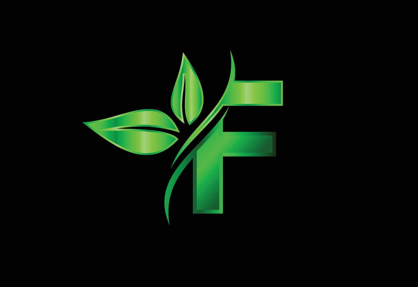Initial F monogram alphabet with two leaves. Green eco-friendly logo concept. Logo for ecological vector