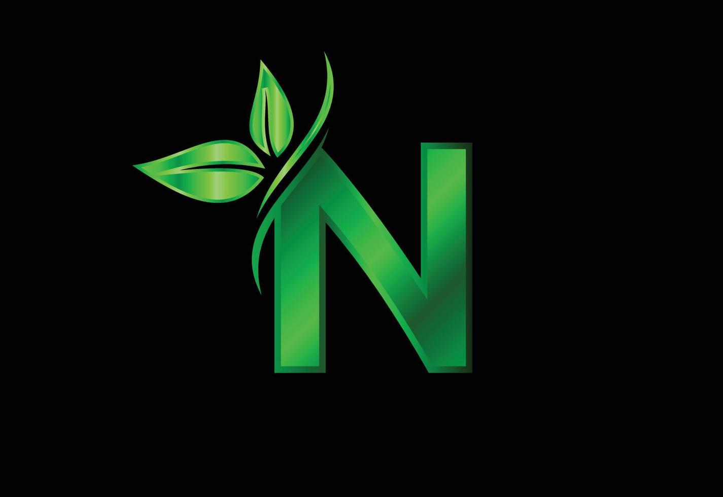 Initial N monogram alphabet with two leaves. Green eco-friendly logo concept. Logo for ecological vector