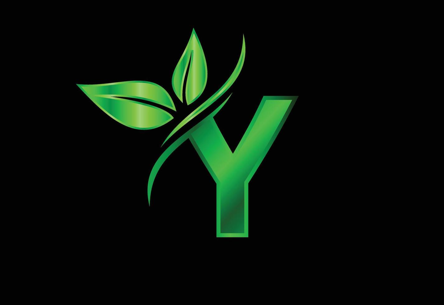 Initial Y monogram alphabet with two leaves. Green eco-friendly logo concept. Logo for ecological vector