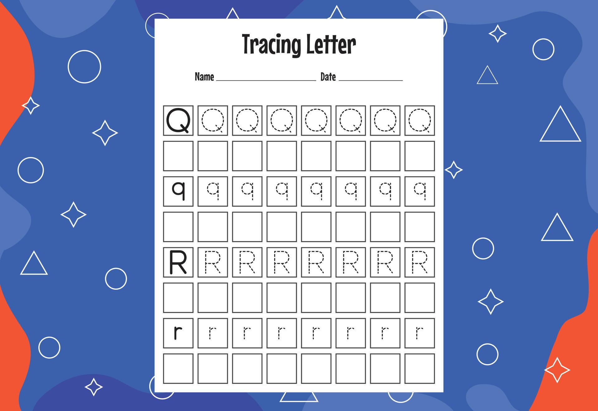 Tracing letters worksheet for kids, Alphabet letters tracing worksheet