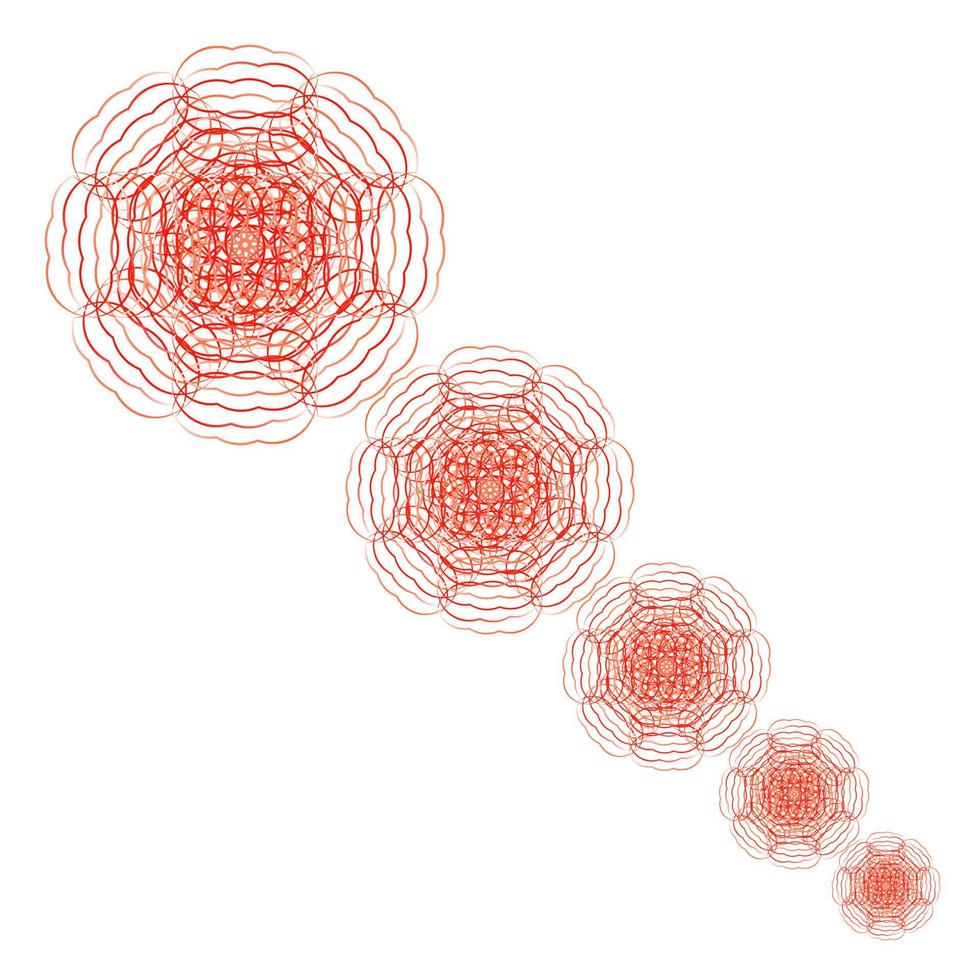 flores de líneas geométricas rojas vector