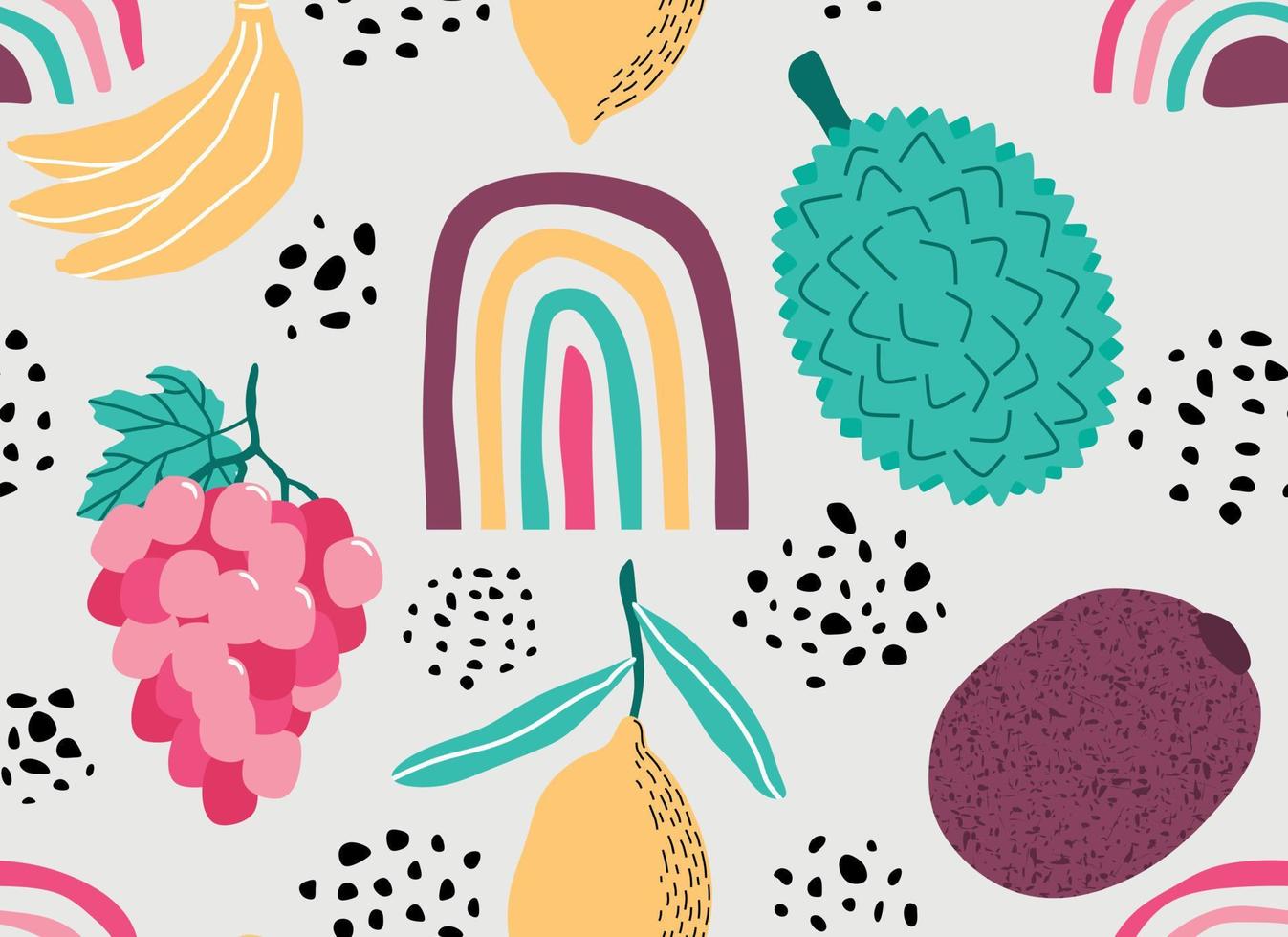 fruit seamless pattern. Cute summer fruit background. vector