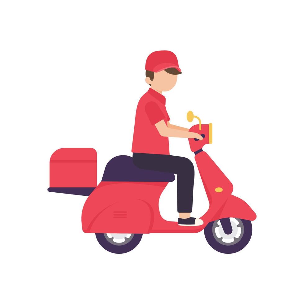 The delivery driver drives through a mobile phone with a map screen. online food delivery concept vector