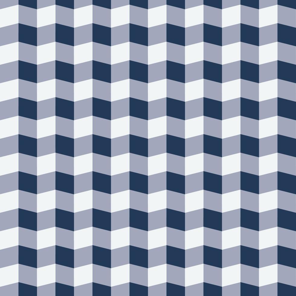 Dimensional small geometric square box shape blue color background. Checkered zigzag seamless pattern design. Use for fabric, textile, interior decoration elements, upholstery, wrapping. vector