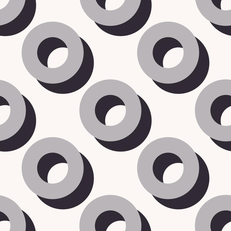 Dimensional monochrome color circle donut shape seamless pattern background. Use for fabric, interior decoration elements, wrapping. vector