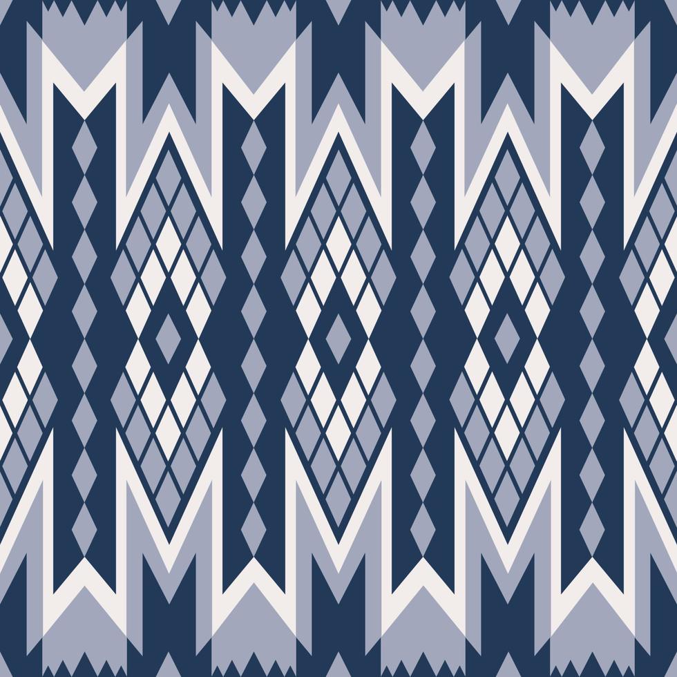 Aztec rhombus geometric shape blue color seamless pattern background. Use for fabric, textile, interior decoration elements, upholstery, wrapping. vector