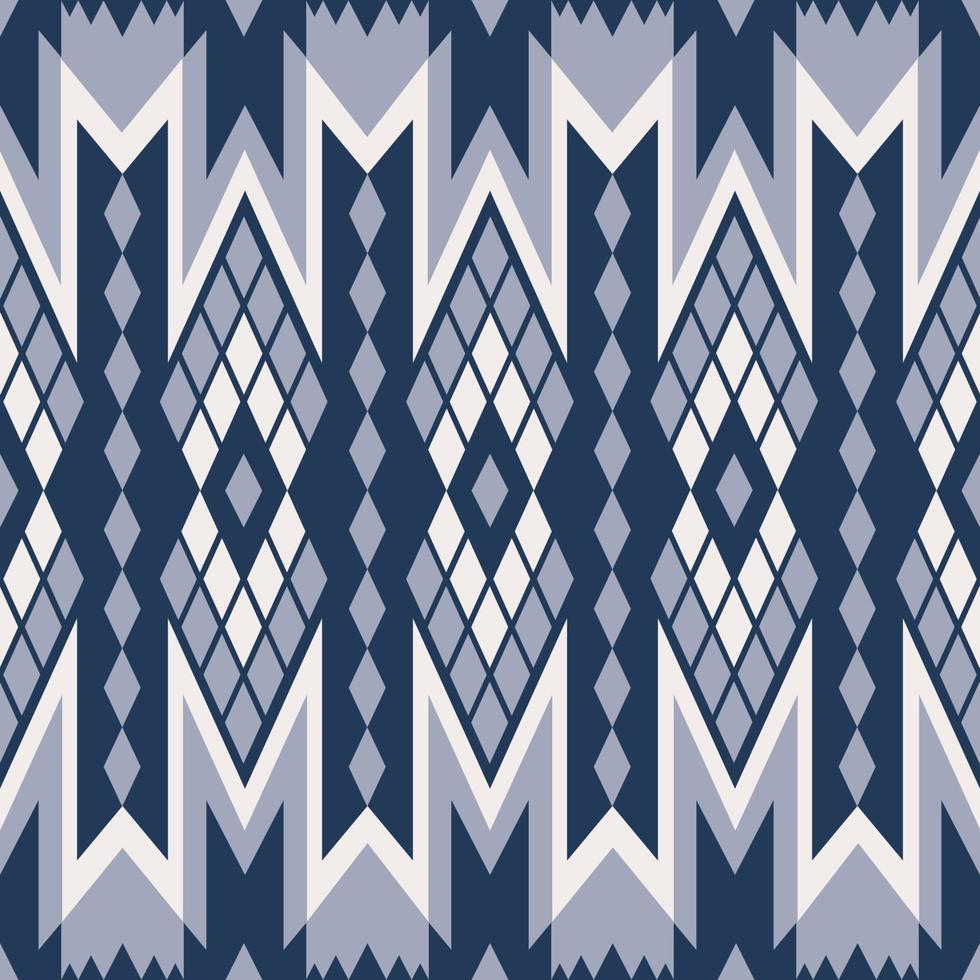 Aztec rhombus geometric shape blue color seamless pattern background. Use for fabric, textile, interior decoration elements, upholstery, wrapping. vector