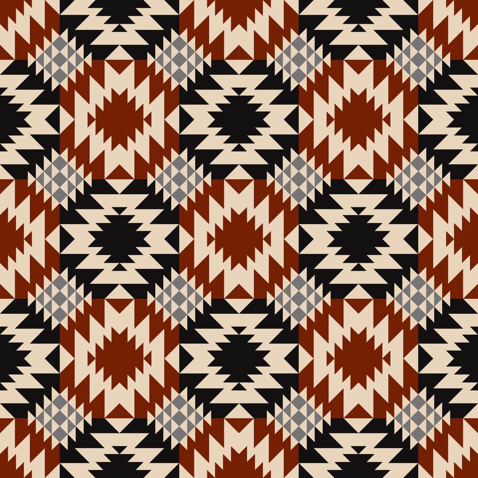 Native aztec southwest geometric shape red-black color seamless pattern background. Use for fabric, textile, interior decoration elements, upholstery, wrapping. vector