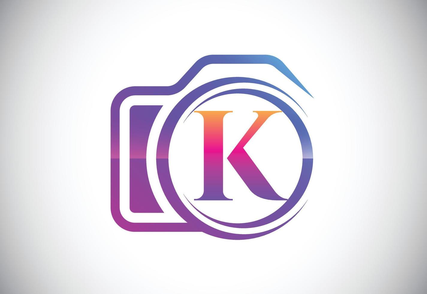 Initial K monogram letter with a camera icon. Logo for photography business, and company identity vector