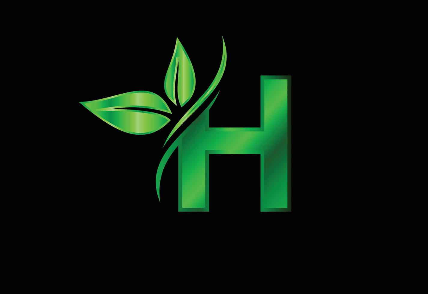 alfabeto de monograma h inicial con dos hojas. concepto de logotipo ecológico verde. logo para ecologico vector