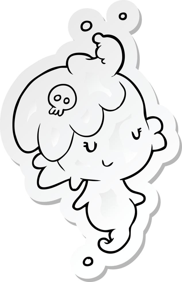 sticker of a cartoon ghost vector